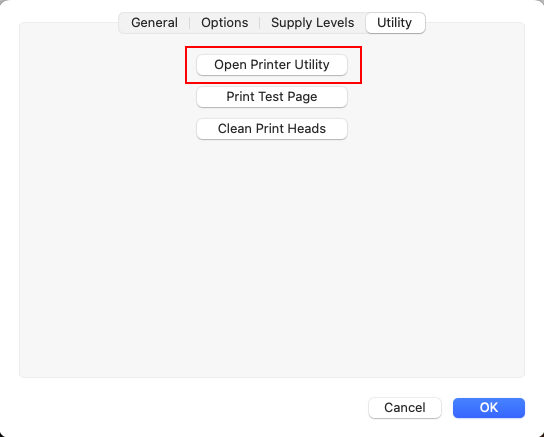 Printer Utility button
