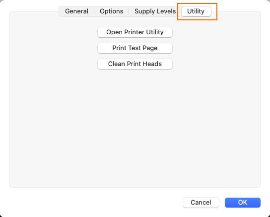 Printer Driver Utility tab
