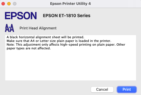 macOS Print Head Alignment pattern example