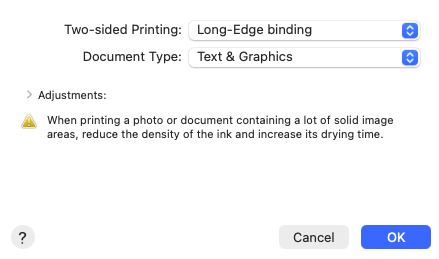 Odd Pages Only option in macOS print dialog