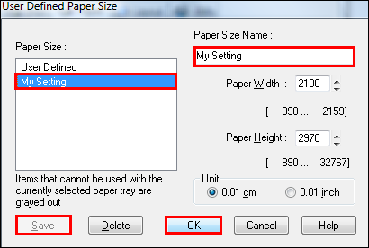 Setting up a custom user defined paper size for Epson with
