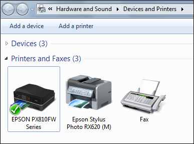 Example of a printer set as default