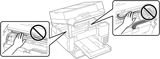 Do Not touch cables or tubes inside printer